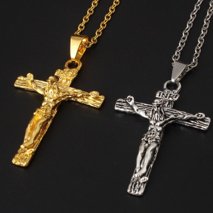 Men's Chain Christian Crucifix - INRI Cross - Help Yourself