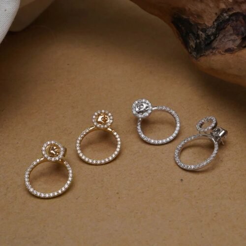 Micro Pave Zircon Circle Stud Earrings for Women - Image 3