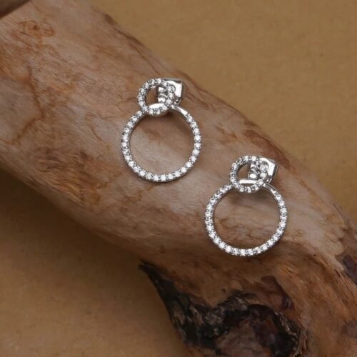 Micro Pave Zircon Circle Stud Earrings for Women