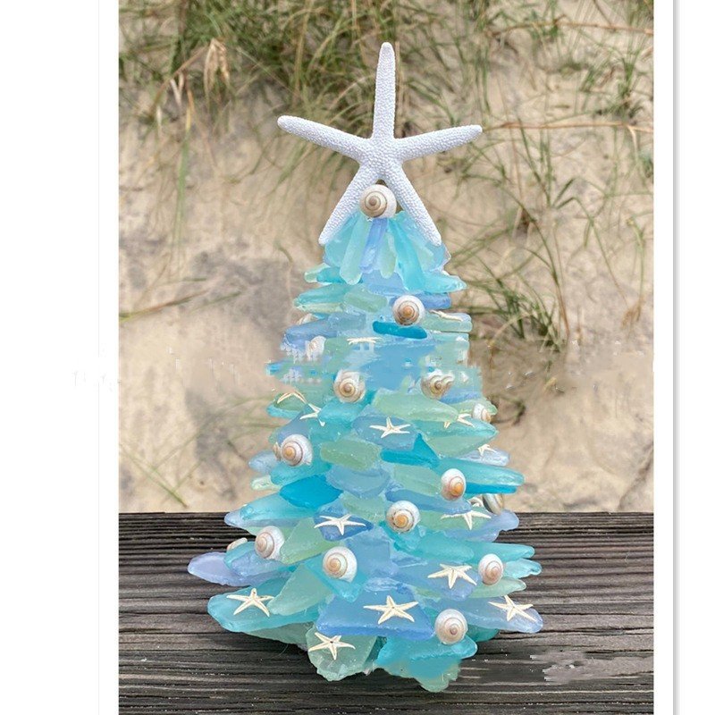 DIY Christmas Decoration Blue Christmas Tree Glass Creative Unique Decoration - Image 3