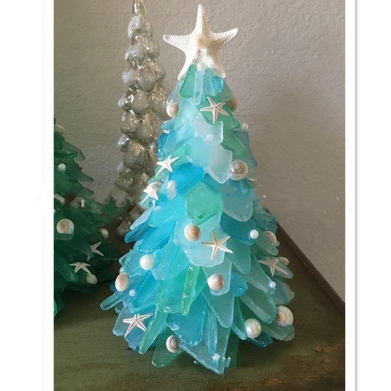 DIY Christmas Decoration Blue Christmas Tree Glass Creative Unique Decoration - Image 4