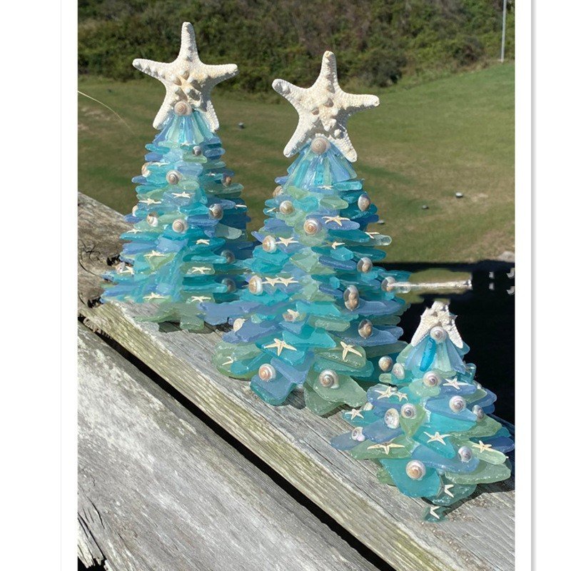 DIY Christmas Decoration Blue Christmas Tree Glass Creative Unique Decoration - Image 5